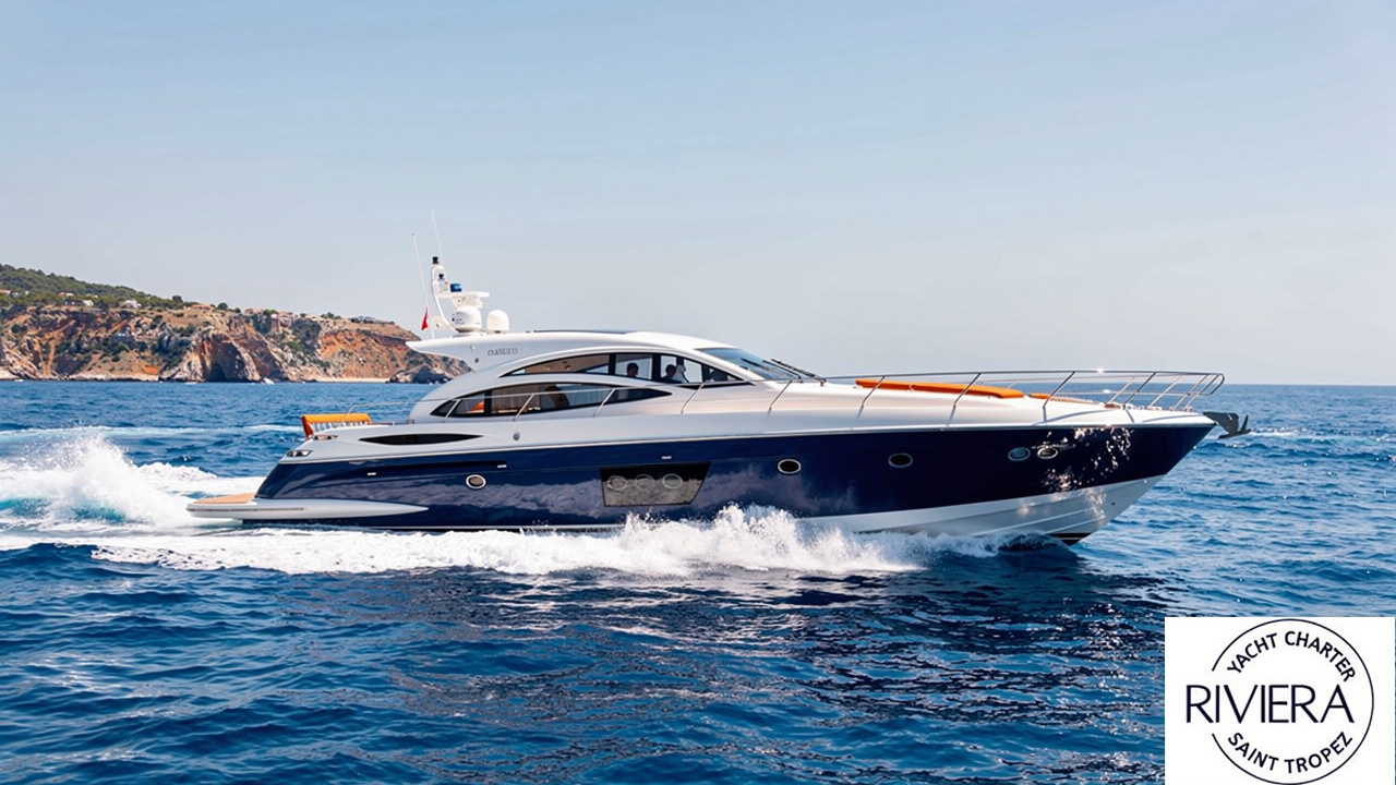 Sporty Italian yacht speeding across Riviera waters